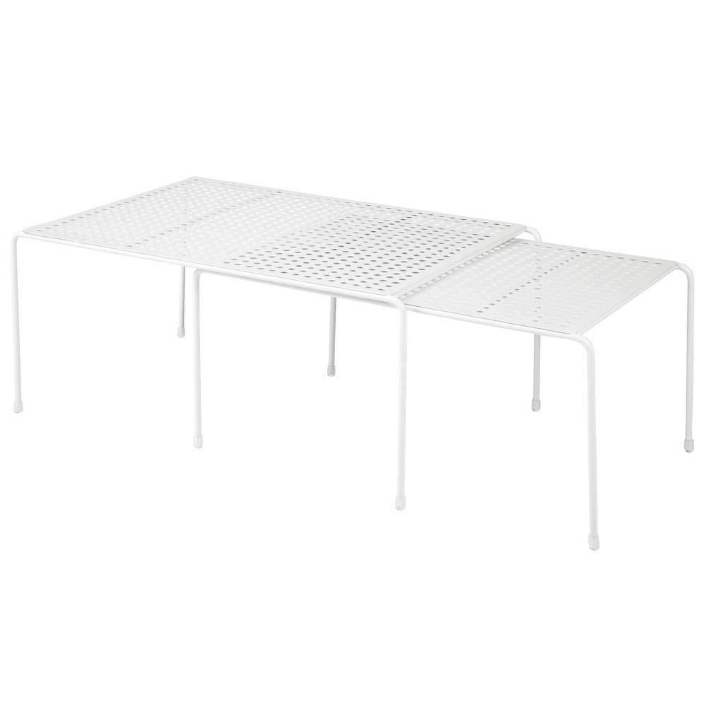 On amazon mdesign adjustable metal kitchen cabinet pantry countertop organizer storage shelves expandable 8 piece set durable steel non skid feet white
