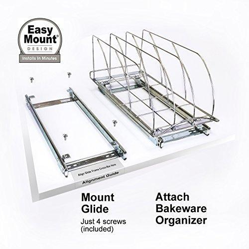 Purchase lynk professional slide out cutting board bakeware and tray organizer with pull out kitchen cabinet rack 10w x 21d x 9 6h inch chrome
