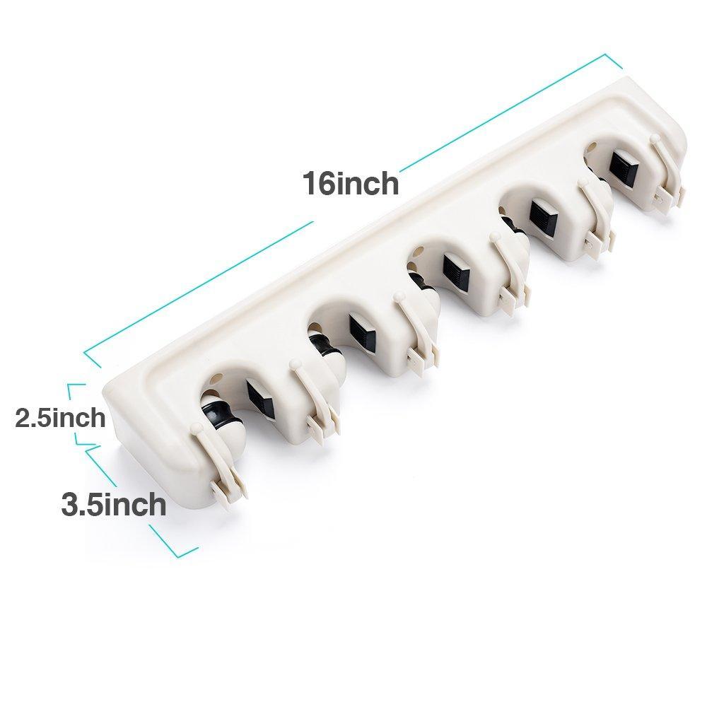 Shop for titan mall broom and mop holder wall mount garage storage organizer with 5 slots and 6 hooks spatula rack for kitchen pack of 1
