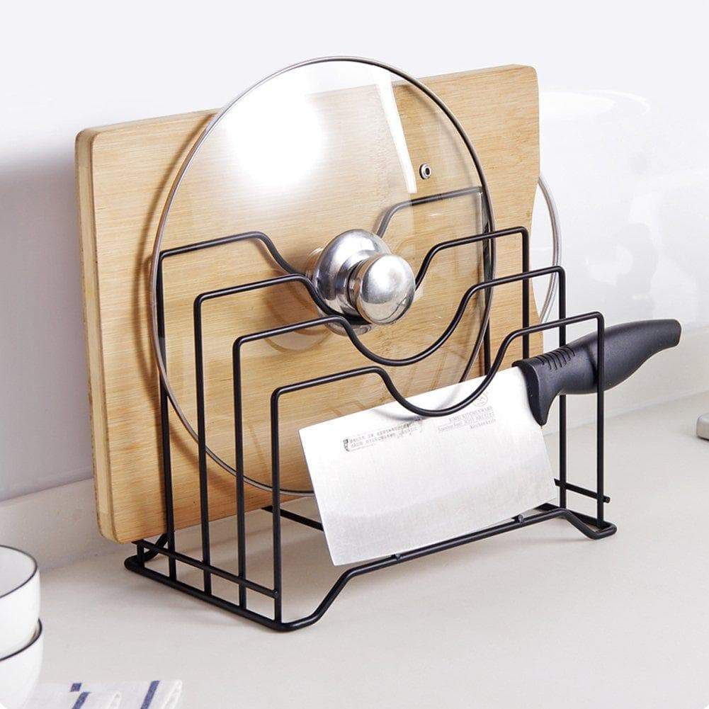 Amazon agyvvt lid holder pot lid rack storage stainless steel pan pot cover lid rack cookware organizer for cutting boards kitchen knife