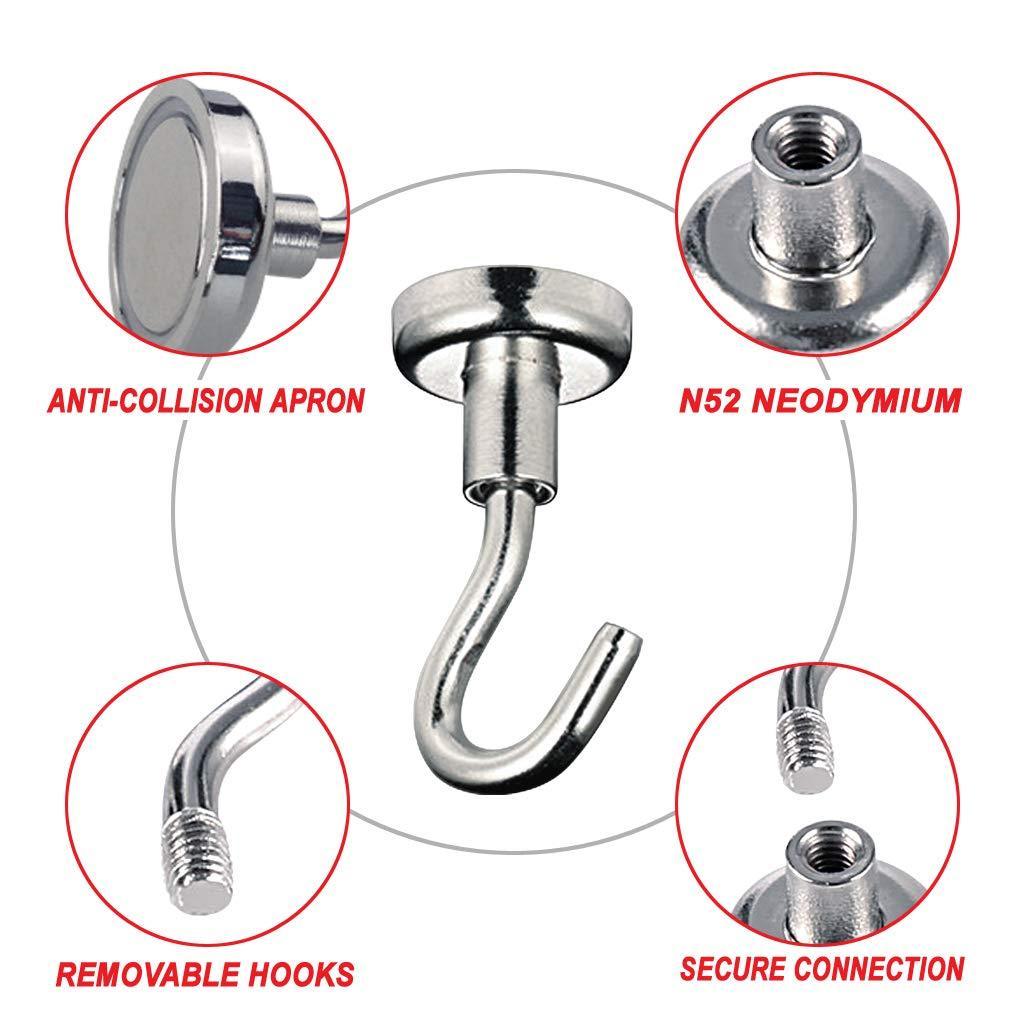 Budget tlbtek 15 pack of 48 lbs neodymium magnetic hooks heavy duty powerful strong magnetic hooks for bathroom bedroom kitchen workplace office and garage