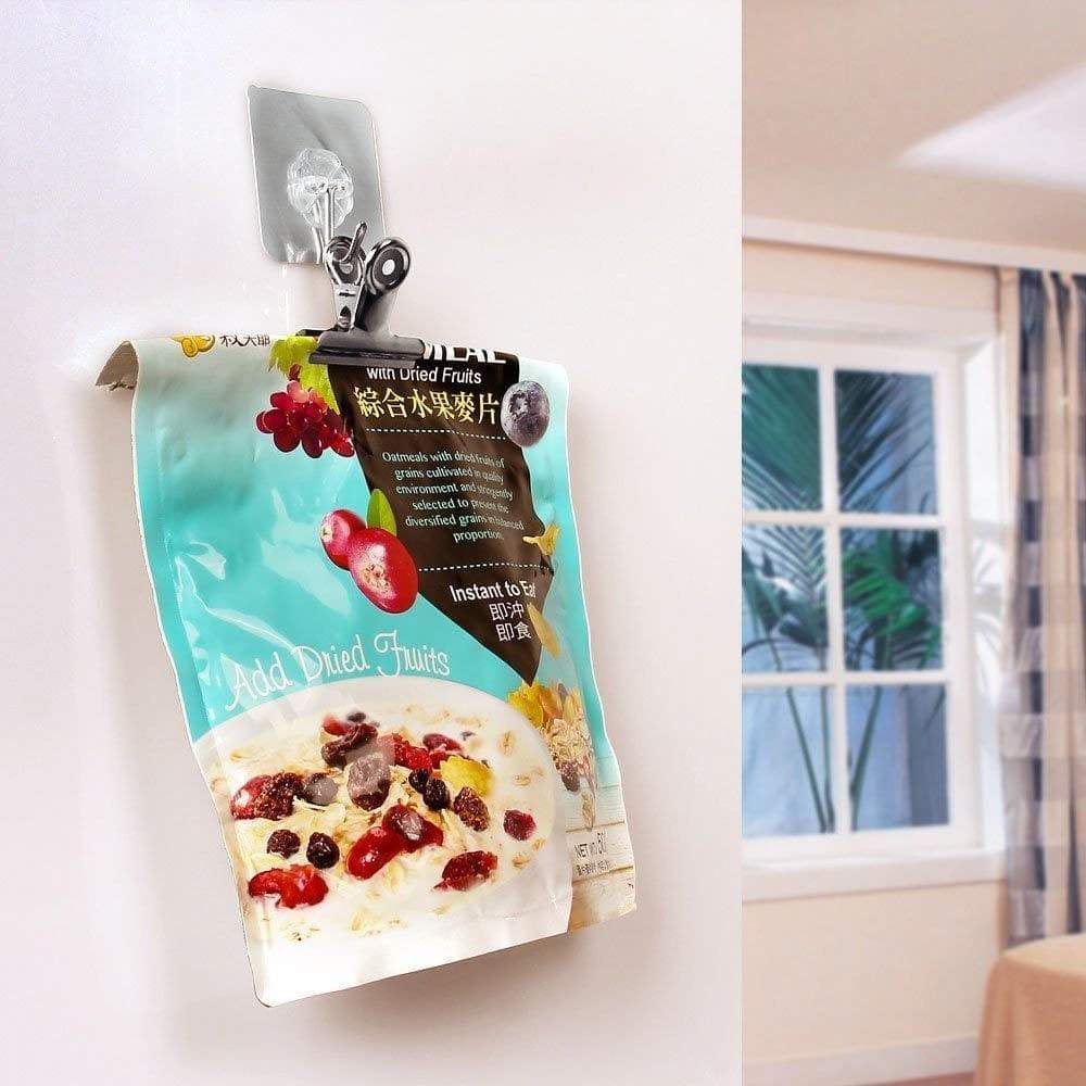 Products 30 pcs chip clips bag clips food clips wide stainless steel heavy duty food bag clips all purpose air tight seal grip clips for kitchen kitchen hom