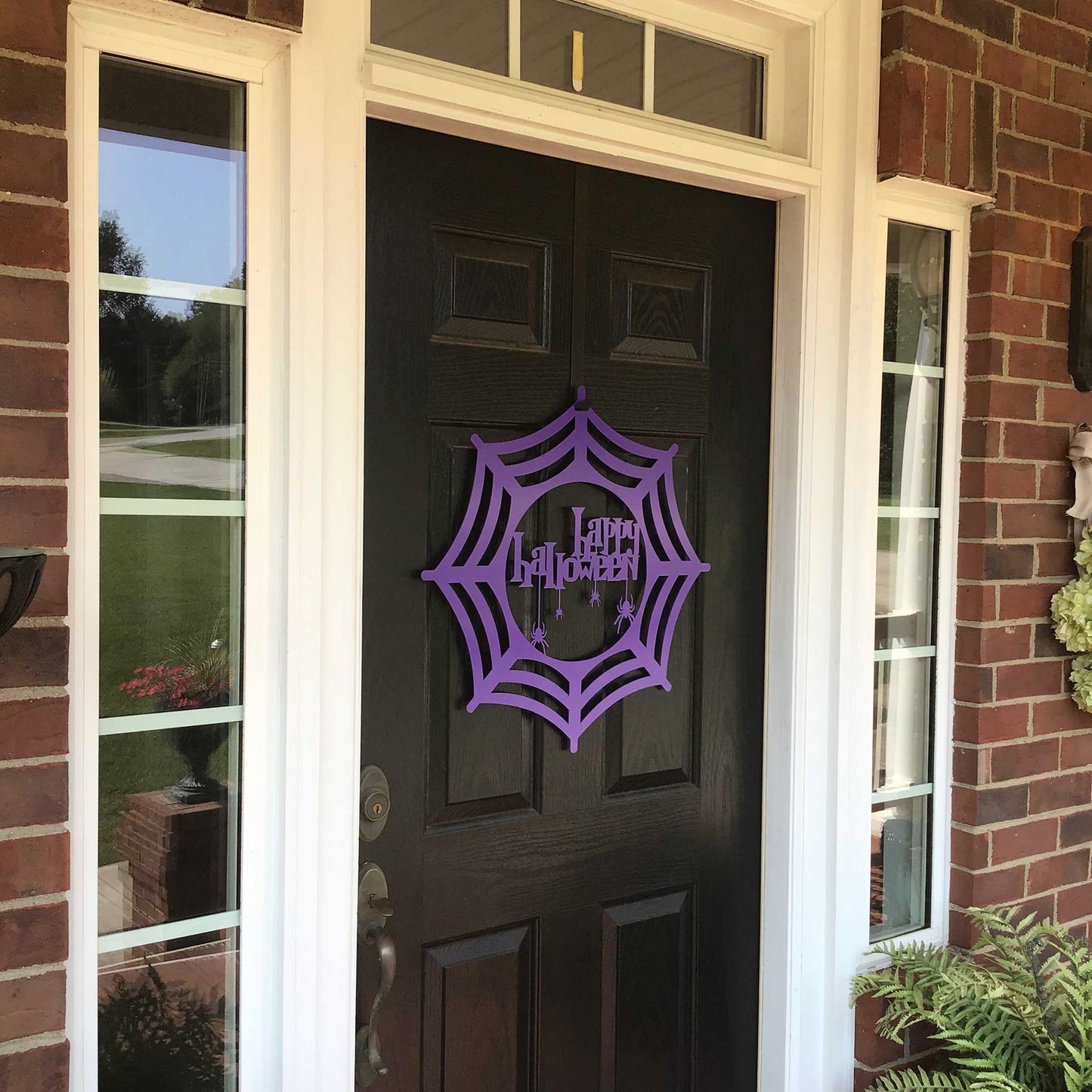 Spooky Happy Halloween with Spiders Metal Sign