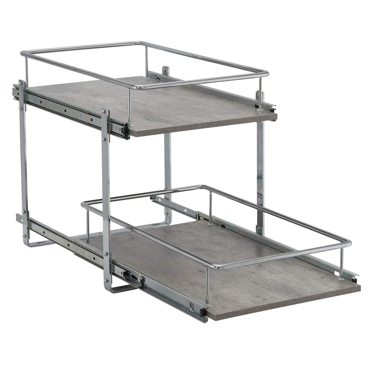 Discover household essentials c53335 1 glidez 2 tier kitchen cabinet organizer pull out shelves for storage 22 in d x 14 5 in w x 17 in h faux concrete wide