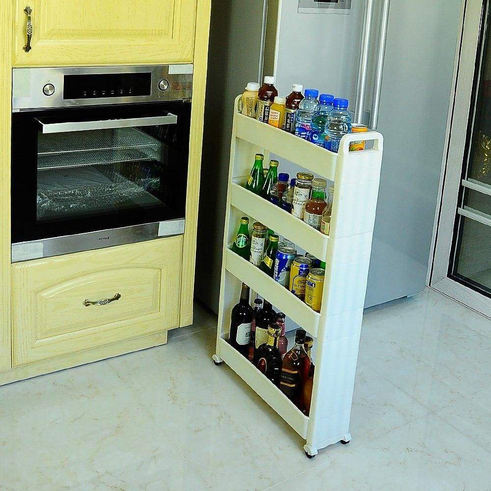 Select nice baoyouni slim slide out rolling storage cart tower narrow space organizer rack with wheels for laundry bathroom kitchen living room 4 tier
