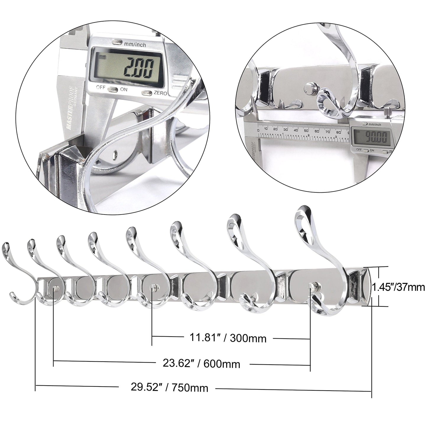 New webi coat rack wall mounted 30 inch metal dual coat hook rack heavy duty double prong robe hooks wall hooks for bathroom kitchen office entryway wall mounted 8 hooks