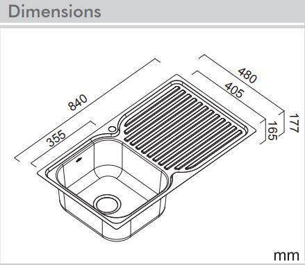 Abey Entry single bowl and drainer S/steel sink