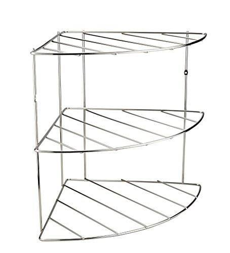 Pro Chef Kitchen Tools Stainless Steel Corner Shelf Organizer - Metal 3 Tier Pan Lid Storage Rack