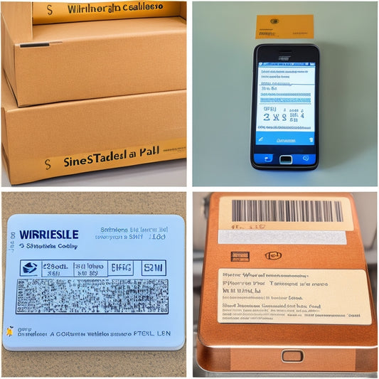 A split-screen image: on the left, a smartphone with a return label displayed on its screen, next to a parcel with a shipping label; on the right, a tablet with a similar label, connected to a wireless label printer in the background.
