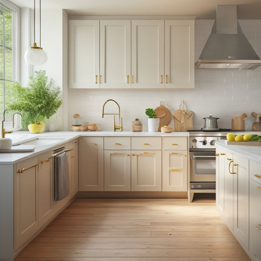 A serene, light-filled kitchen with sleek, minimalist cabinetry, a large island with a built-in sink, and a few, carefully placed decorative objects, surrounded by plenty of negative space.