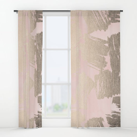 Large Space Pink And Gold Curtains