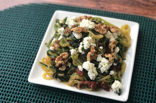 Need a new idea for zoodles? Try Mediterranean Zucchini Noodles with Goat Cheese plus spinach, walnuts, and sun-dried tomatoes