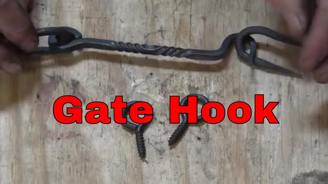 A simple hook to hold a gate or door closed is a good basic blacksmithing project for beginning or intermediate blacksmiths