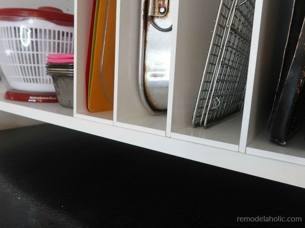 IKEA Hack: DIY Over the Fridge Cabinet Organizer for Cookie Sheets and Cutting Boards