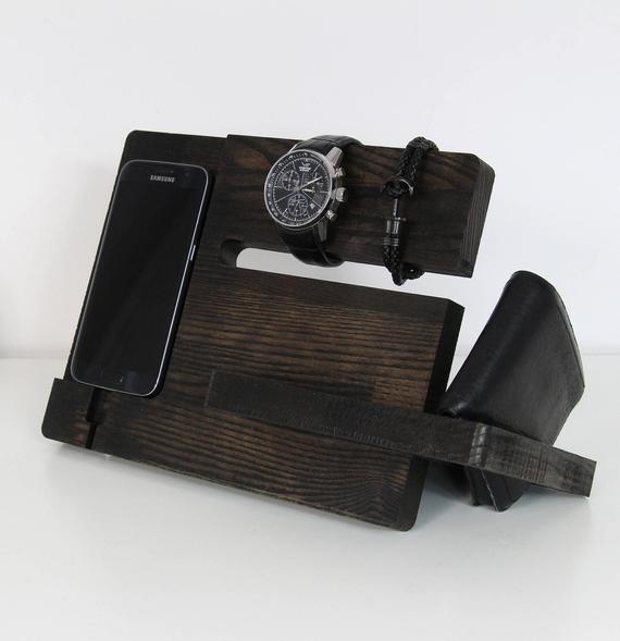Cell phone charging station Wood charging station Wood organizer Wood docking station by PromiDesign