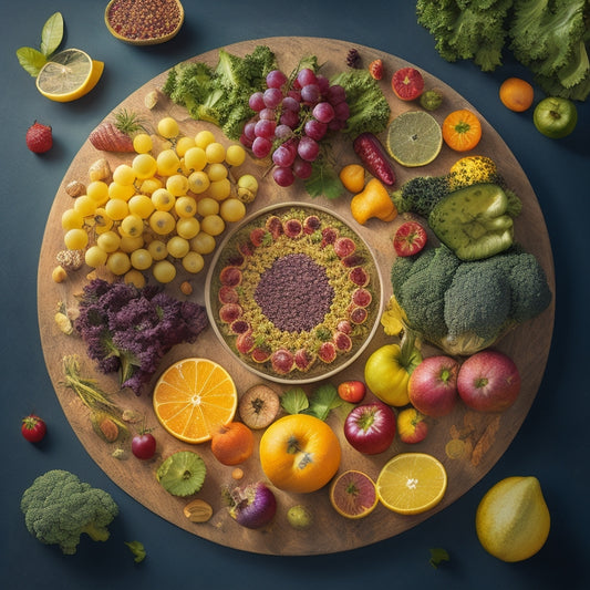 An illustration of interconnected gears made of fresh fruits and vegetables, blending into a golden California state outline, surrounded by subtle farm-to-table and business-inspired elements.