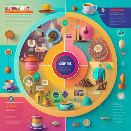 A colorful illustration featuring a central hub with various business icons (e.g., coffee shop, doctor, lawyer) radiating from it, each surrounded by stylized invoice templates with different designs and layouts.