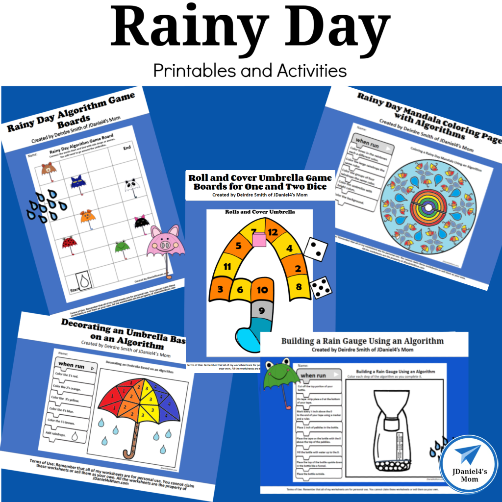 Rainy Day Worksheets and Activity Pages