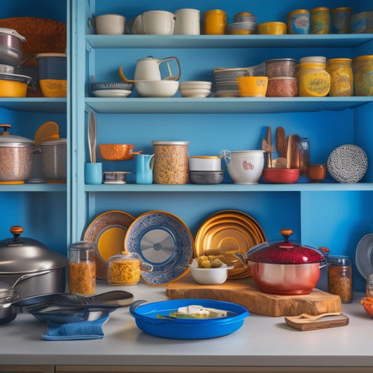 A cluttered kitchen cabinet with a lazy Susan in the corner, surrounded by disorganized cookware and utensils, contrasted with a tidy cabinet featuring a well-organized lazy Susan with neatly arranged items.