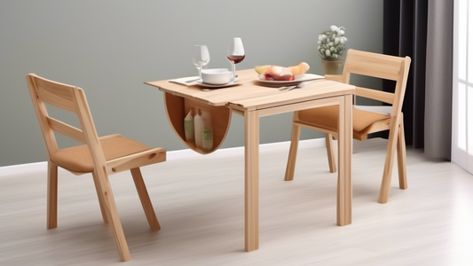 I need an image of a compact and stylish dining set designed specifically for small apartment spaces. The dining set should showcase innovative space-saving features, such as foldable chairs or a collapsible table, to emphasize its functionality in s