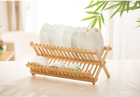 Natural Bamboo Folding Dish Rack