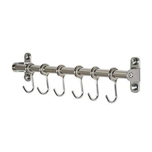 Great squelo kitchen sliding hooks solid stainless steel hanging rack rail with utensil removable s hooks for towel pot pan spoon loofah bathrobe wall mounted
