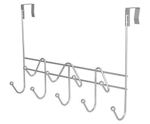 ESYLIFE Hooks Over the Door Hook Organizer Rack Hanging Towel Rack Over Door, 9 Hooks, Chrome Finish