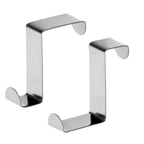 Tatkraft Seger Over the Door Hooks, Reversible Z Hooks for Over the Door or Cupboard Door, Hold up to 11Lbs (5 kg), Towel Holders, Set of 2, Stainless Steel