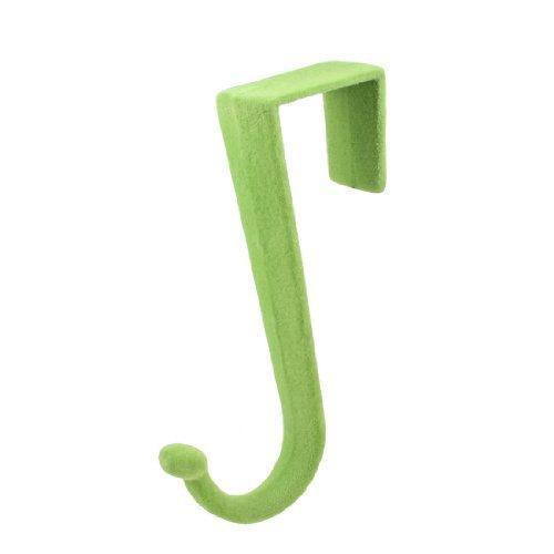 DealMux Green Plush Coated Plastic Over Door Hooks Hanger Storage Holder