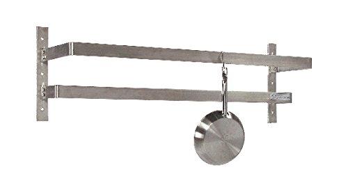 Tarrison WPR96 Stainless Steel Wall Mount Pot Rack with 16 Hooks, 96" Length x 12" Height x 10-1/2" Depth