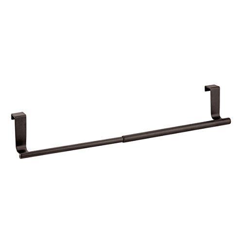 Best mdesign decorative kitchen over cabinet expandable towel bars hang on inside or outside of doors for hand dish and tea towels pack of 2 bronze finish