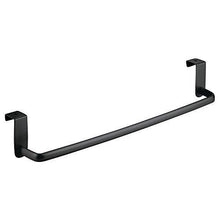 New mdesign kitchen storage over cabinet curved steel towel bar hang on inside or outside of doors for organizing and hanging hand dish and tea towels 14 wide pack of 2 matte black finish