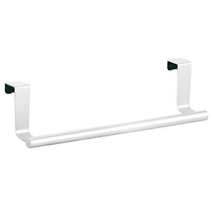 Get mdesign decorative metal kitchen over cabinet towel bar hang on inside or outside of doors storage and display rack for hand dish and tea towels 9 wide 2 pack matte white