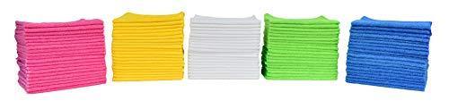 Online shopping cleaning solutions 79130 microfiber cleaning cloths pack of 50 large size ideal for home kitchen auto glass and pets 5 colors included