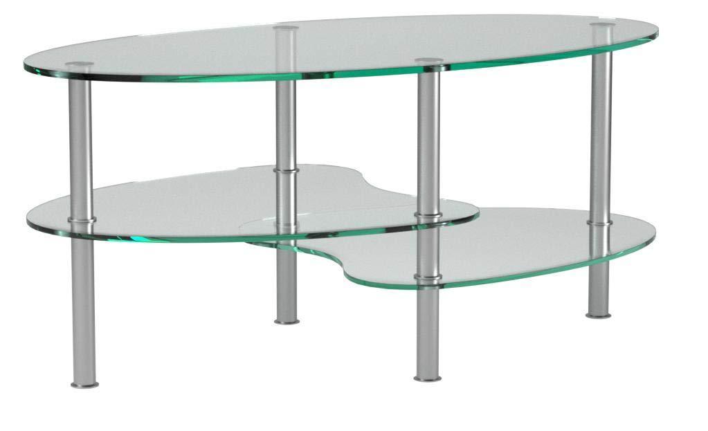 Order now ryan rove ashley oval two tier glass coffee table coffee tables for living room kitchen bedroom office glass shelves under desk storage silver and clear glass