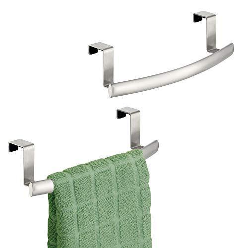 Products dulceny modern metal kitchen storage over cabinet curved towel bar hang on inside or outside of doors organize and hang hand dish and tea towels