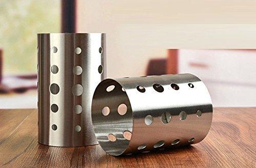 Kitchen topoko thick stainless steel circular hole tableware cage chopsticks tube storage brush holder kitchen caddy utensil holder 4x6 inch