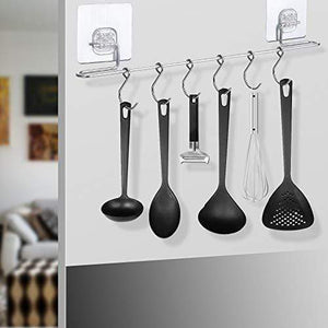 Organize with sonorospace kitchen rail with sliding hooks no drilling wall mounted utensil rail rack stainless steel hanging hooks for kitchen tools pot towel