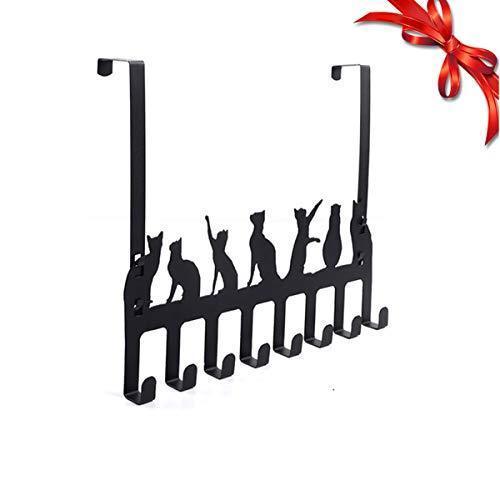 Wintek Over the Door Hook Hanger, Heavy Duty Organizer Rack for Towel, Coat , Bag - 8 Hooks, (Black)