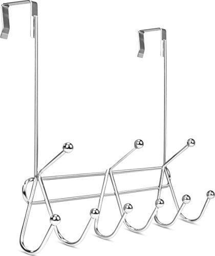 Utopia Home Over the Door Hook Rack Organizer - 9 Hooks - Ideal for Coats, Hats, Robes and Towels - Chrome Finishing