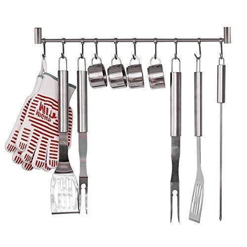 Amazon squelo kitchen rail rack wall mounted utensil hanging rack stainless steel hanger hooks for kitchen tools pot towel
