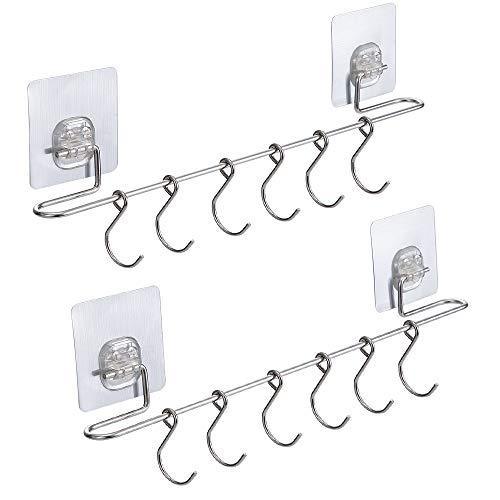 Online shopping sonorospace kitchen rail with sliding hooks no drilling wall mounted utensil rail rack stainless steel hanging hooks for kitchen tools pot towel