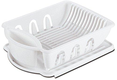 2Pc Sink Set Dish Rack Drainer Kitchen Storage Organization Flatware Holder - White