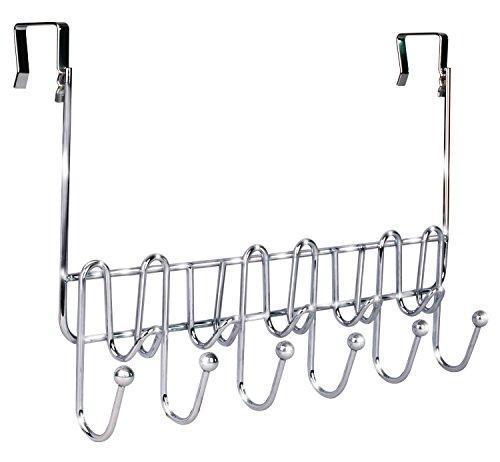 DecoBros Supreme Over The Door 11 Hook Organizer Rack, Chrome Finish