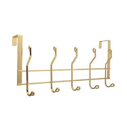 Ruiling 2 Pack Gold Over the Door Hooks, 10 Hanger Rack Organizer - for Home Office, Hanger Coats, Hats, Towels, More Use