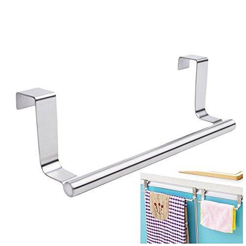 Heavy duty mziart modern towel bar with hooks for bathroom and kitchen brushed stainless steel towel hanger over cabinet 9 inch
