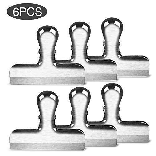 New chip clips 3 inches wide premium heavy duty thicker steel food bag clips all purpose air tight seal good grip on coffee bread tea bag kitchen home school and office usage 6 pcs set