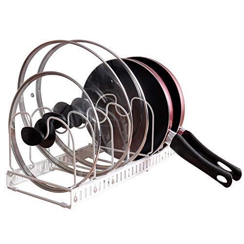 Best seller  advutils expandable pots and pans organizer rack for cabinet holds 7 pans lids to keep cupboards tidy adjustable bakeware rack for kitchen and pantry