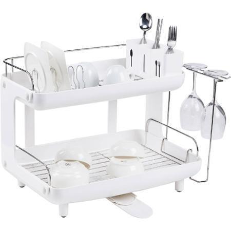 2-Story Curve Dish Rack, White