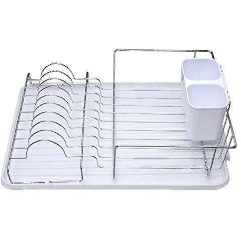 Deluxe Chrome Dish Drainer - White